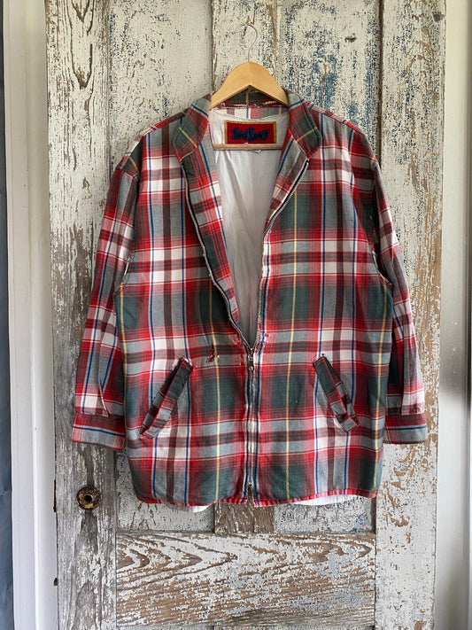 1980s Plaid Zip Jacket | L