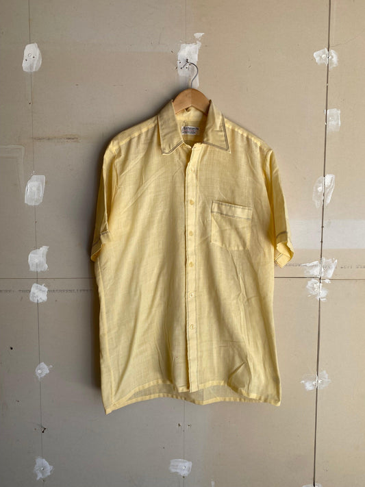 1970s Yellow Cotton Button Up | L