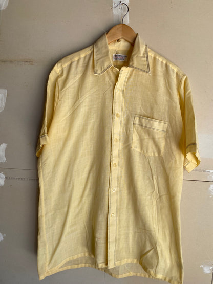 1970s Yellow Cotton Button Up | L
