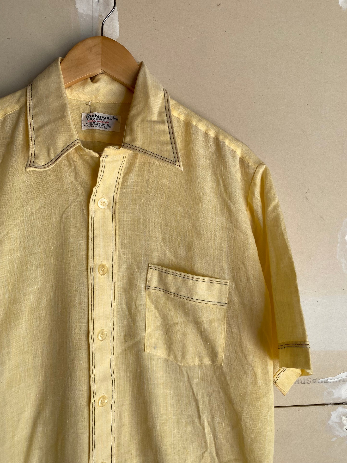 1970s Yellow Cotton Button Up | L