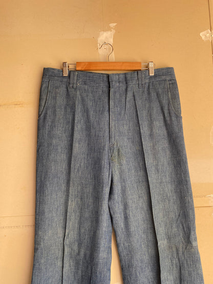 1970s Wide Leg Flared Denim Pants | 36