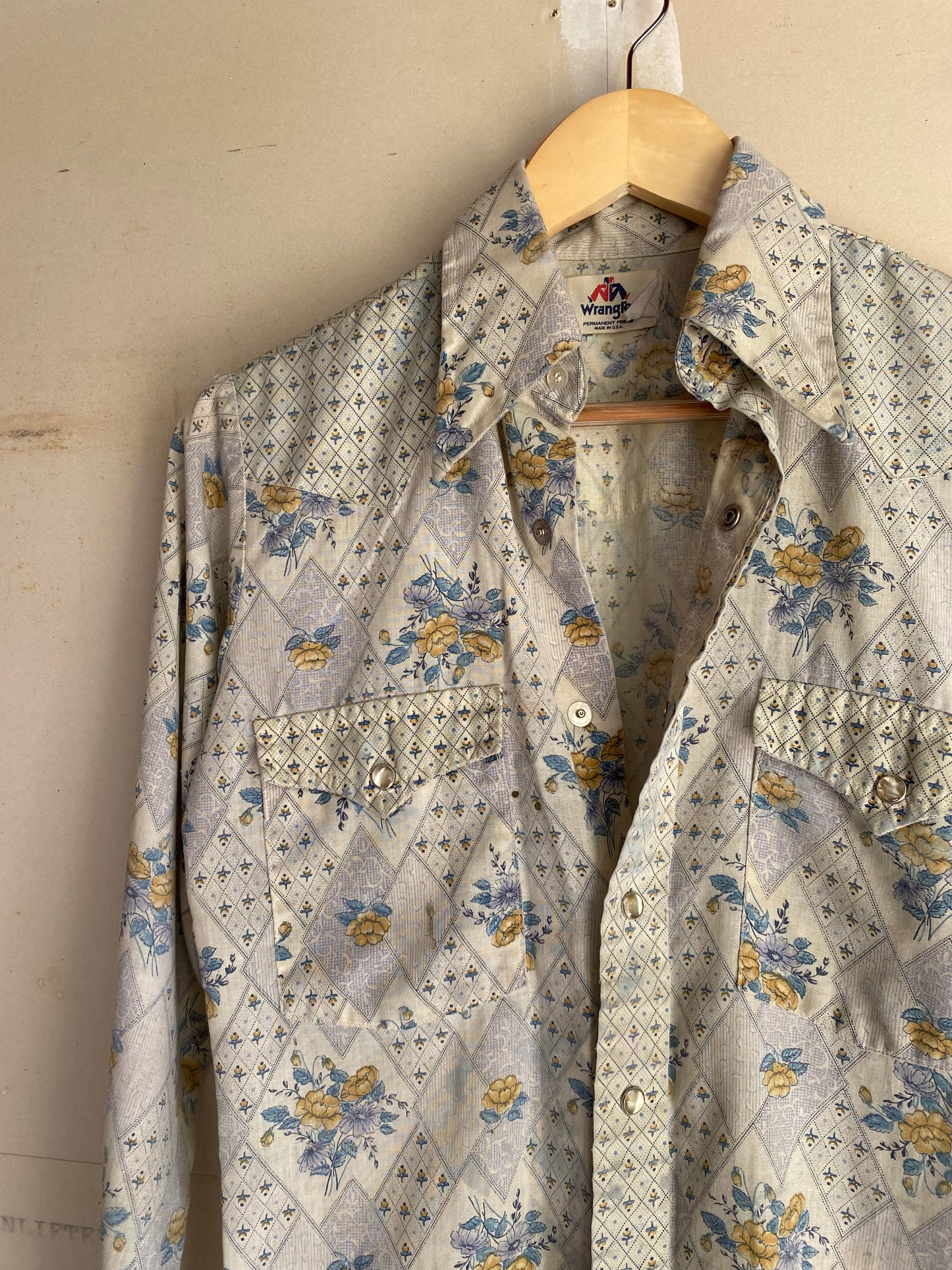 1970s Floral Wrangler Western Button Up | S