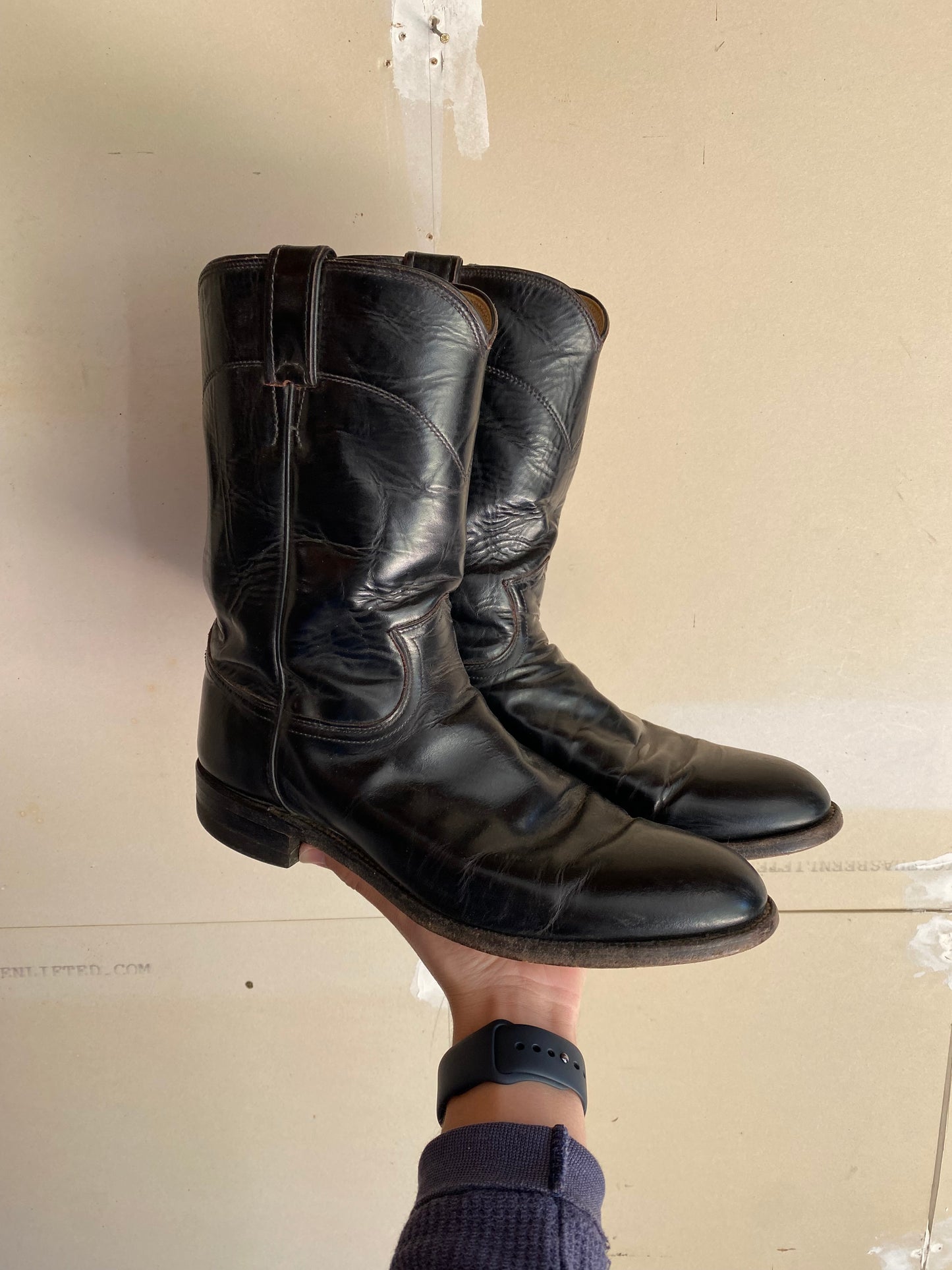 1980s Justin Black Boots | 9.5