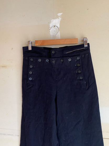 1970S Wool Navy Flared Pants | 31