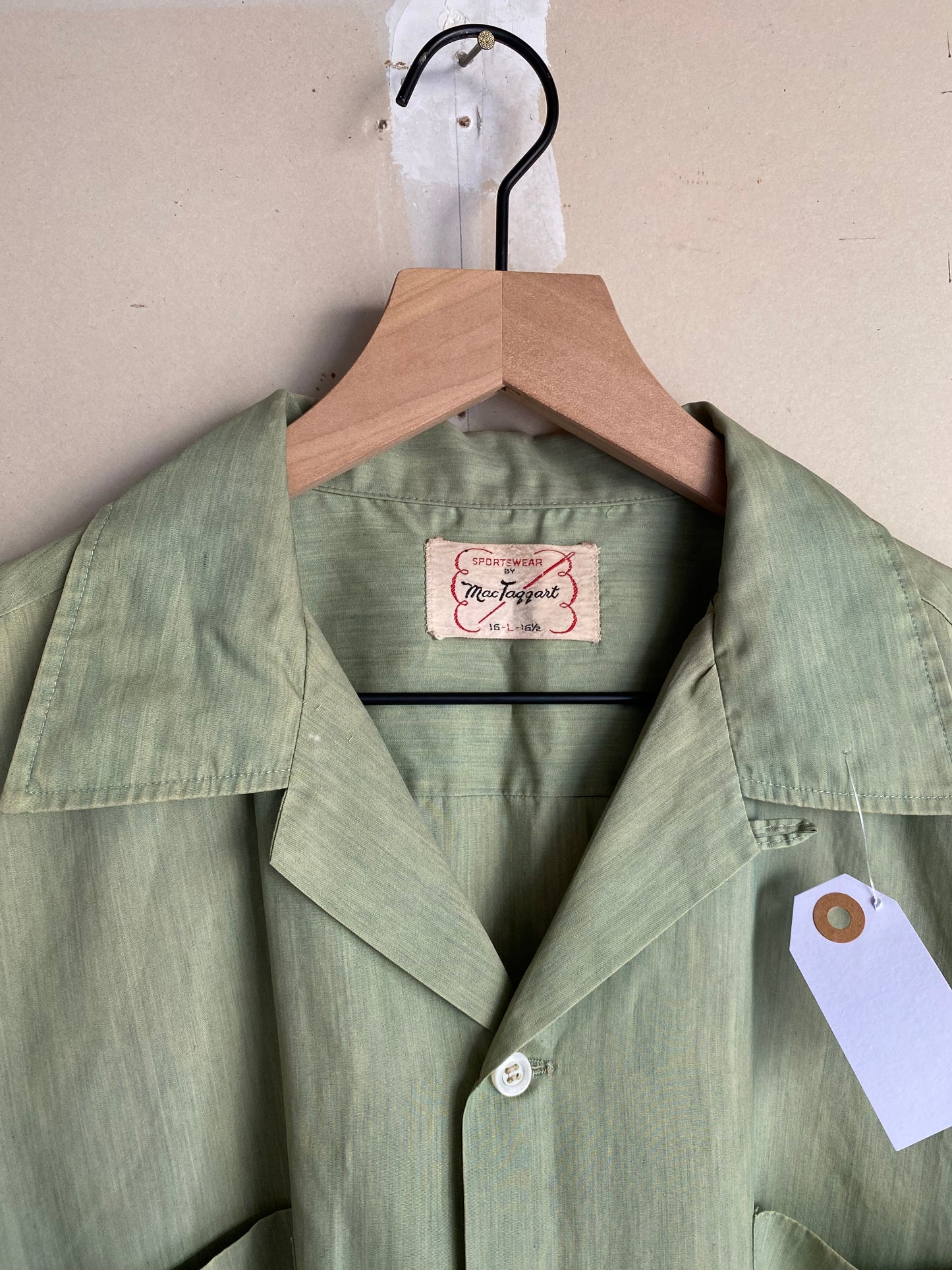 1950S Olive Loop Collar Shirt | L
