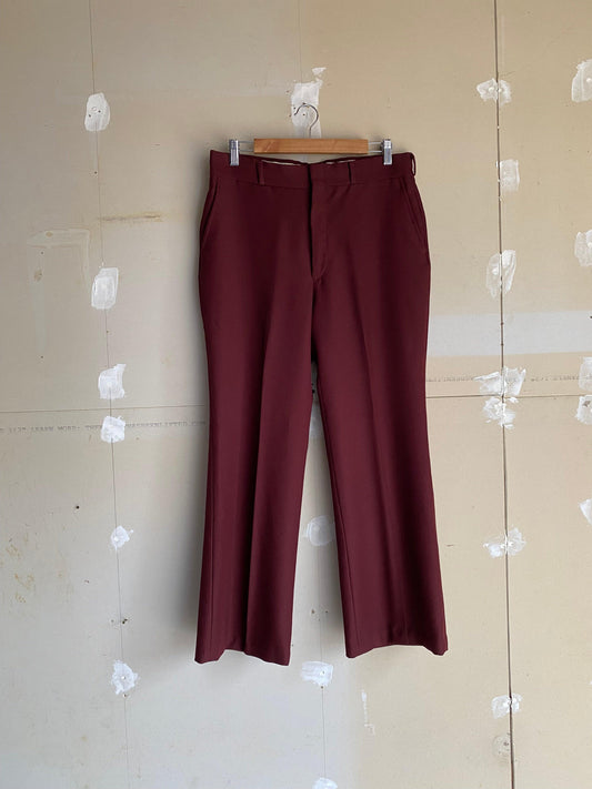 1970s Burgundy Flared Slacks | 34