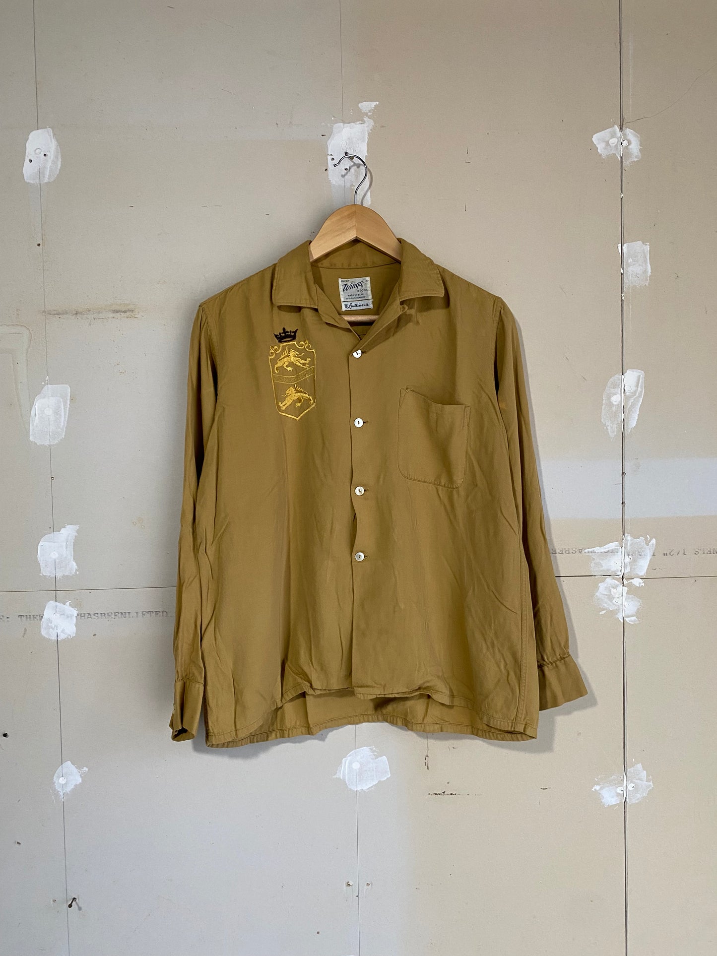 1950s Loop Collar Rayon Button Up | M