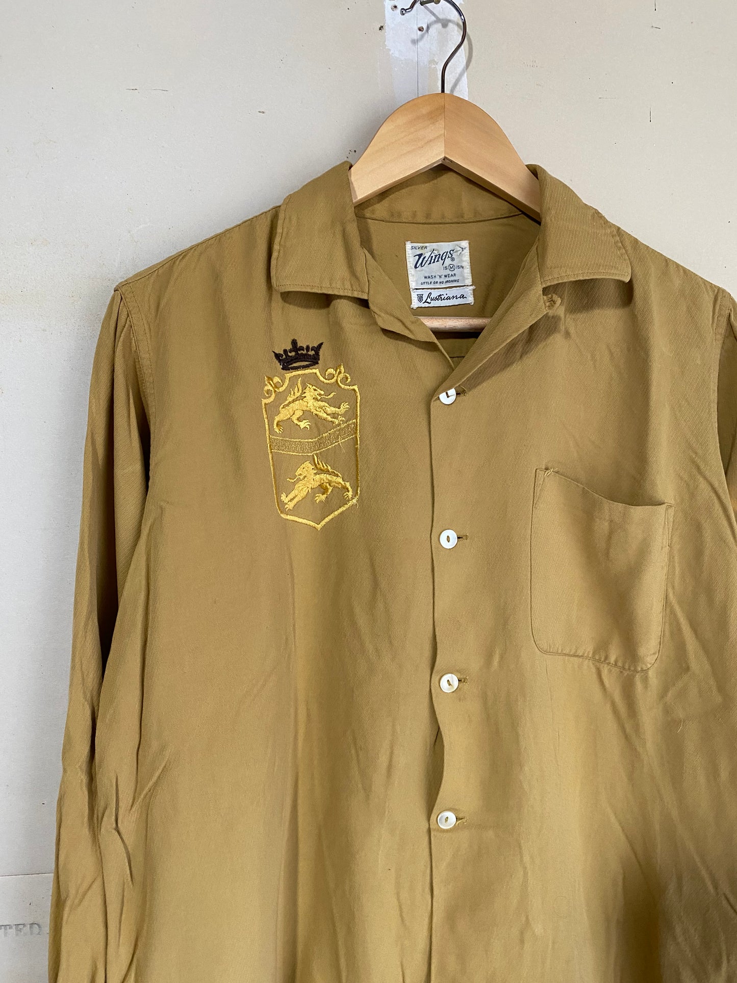 1950s Loop Collar Rayon Button Up | M