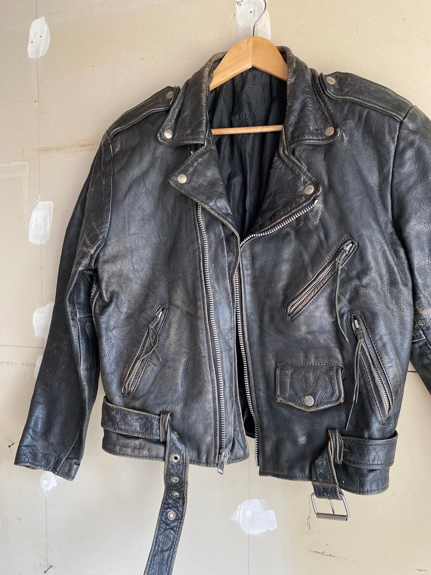 1980s Biker Leather Jacket | M