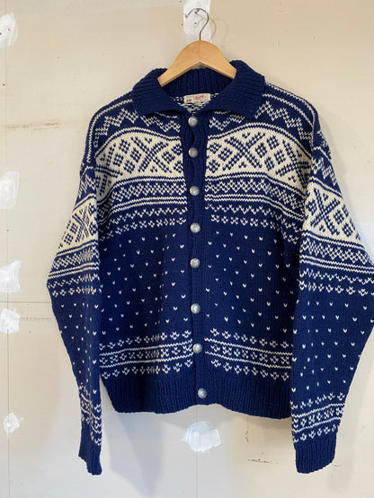 1980s Knit Button Up Sweater | L