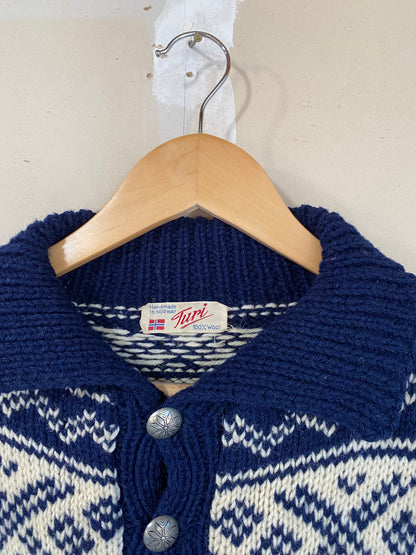 1980s Knit Button Up Sweater | L