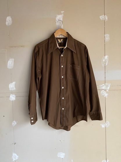 1970s Brown Button Up | L