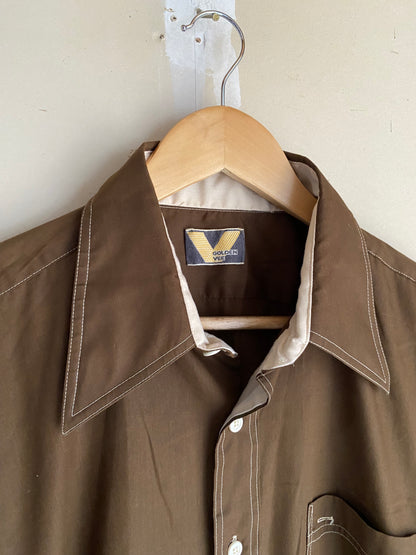 1970s Brown Button Up | L