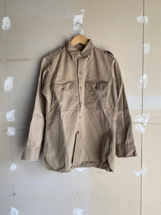 1970s Khaki Work Shirt | L