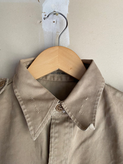 1970s Khaki Work Shirt | L