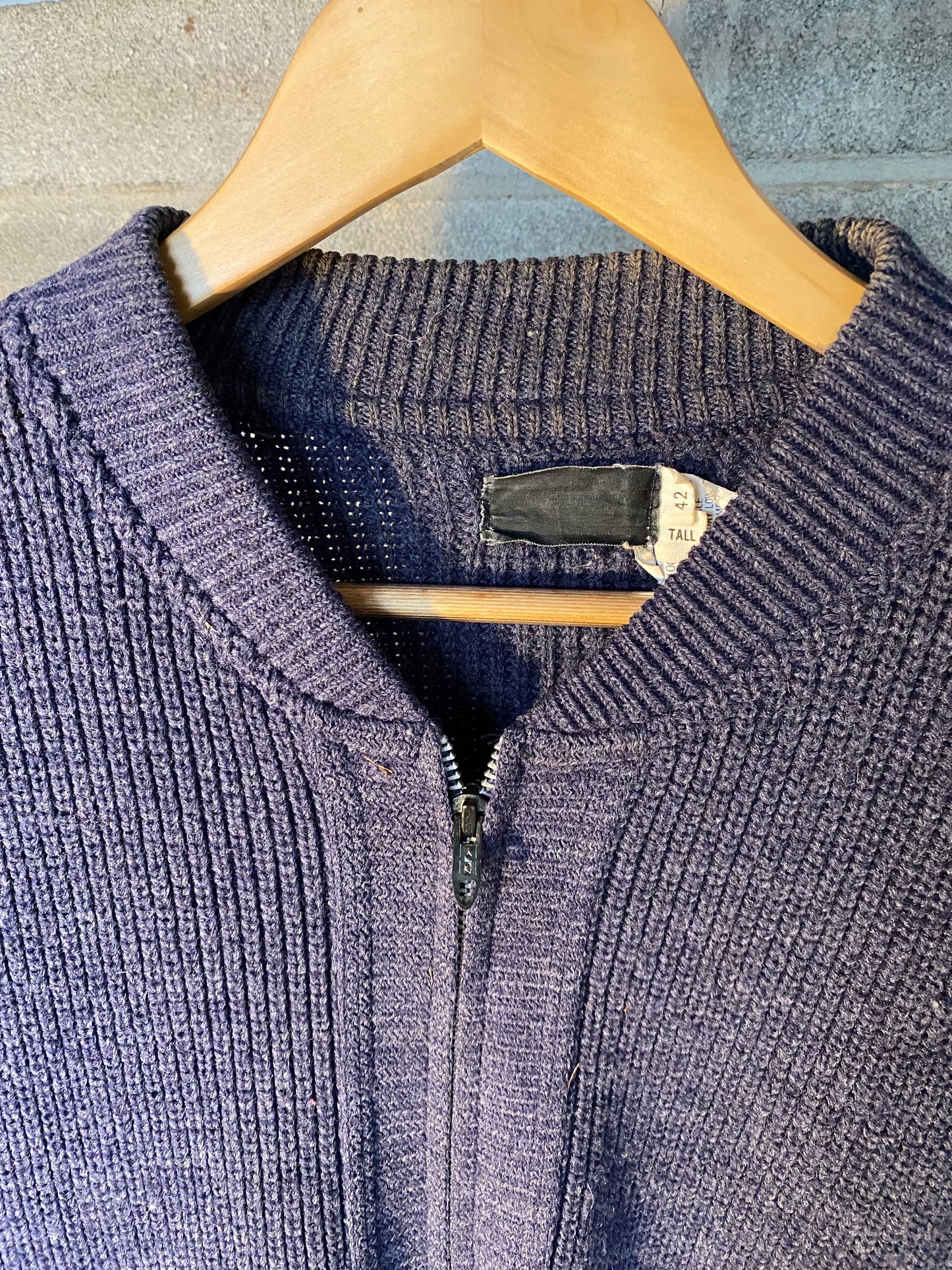 1970S Chunky Knit Zip Sweater | XL