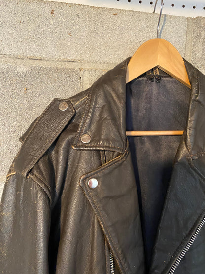 1970S Biker Leather Jacket | L