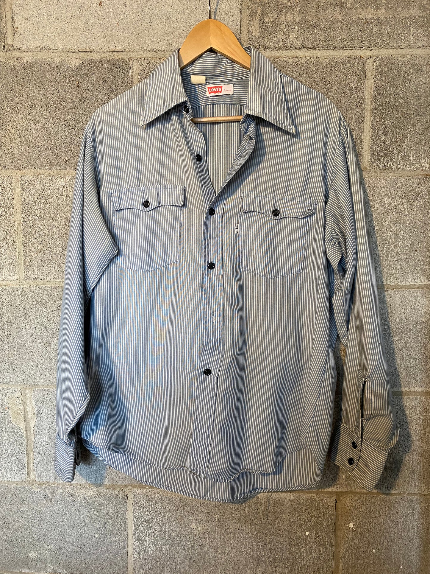 1980S Hickory Striped Levis Button Down | L