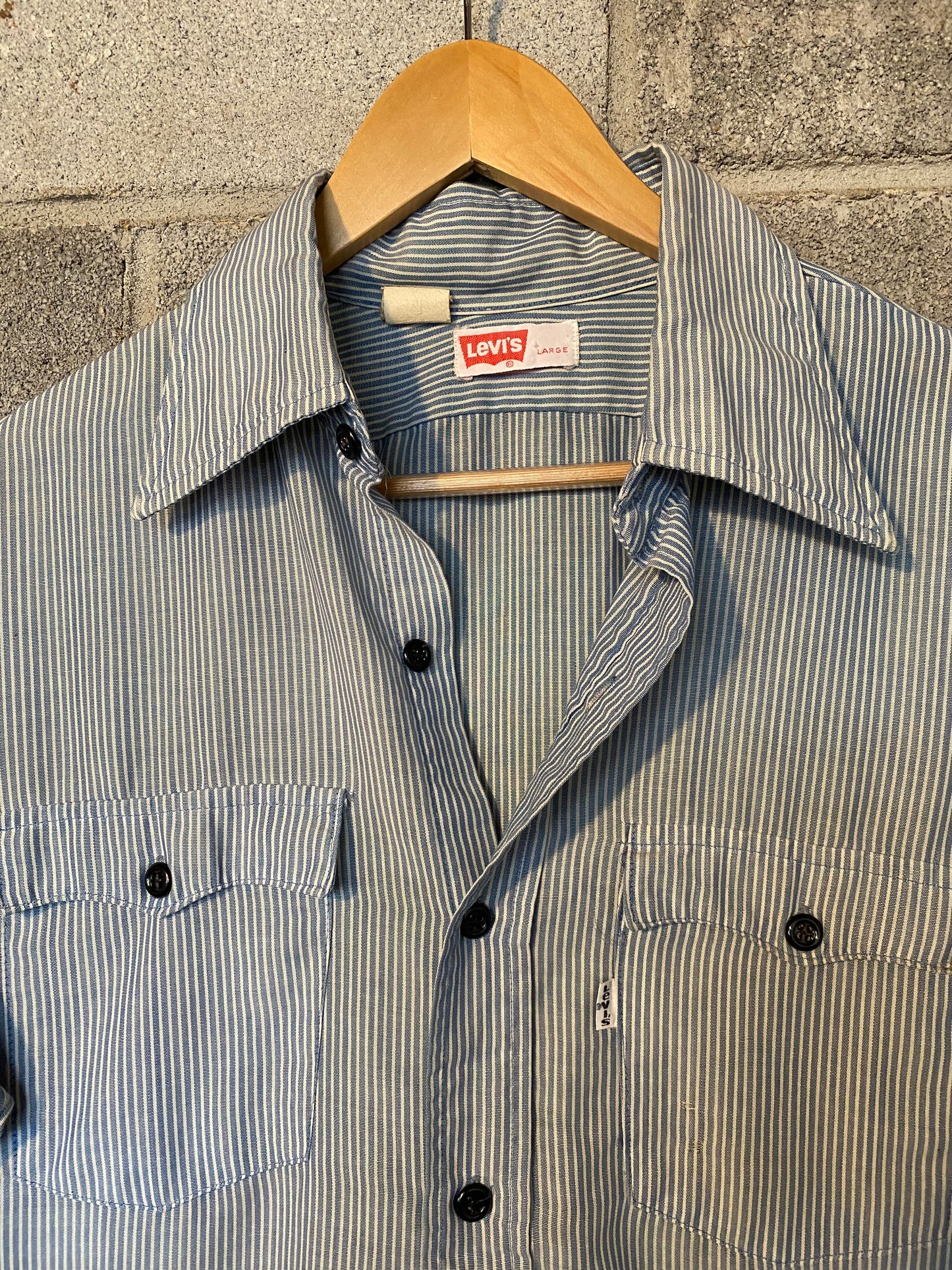 1980S Hickory Striped Levis Button Down | L